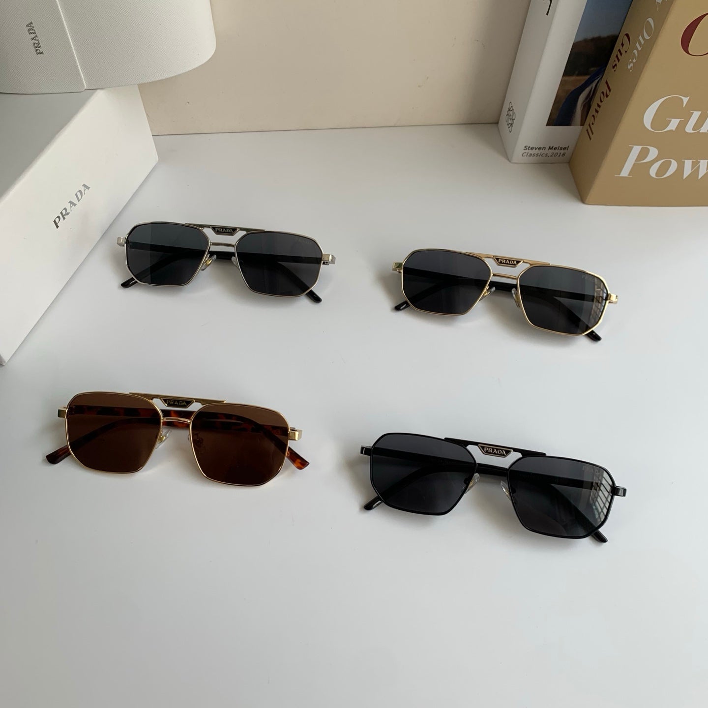 Prada Metal Fashion Silver Lens Sunglasses for Men & Women - 382596 - detail image 9