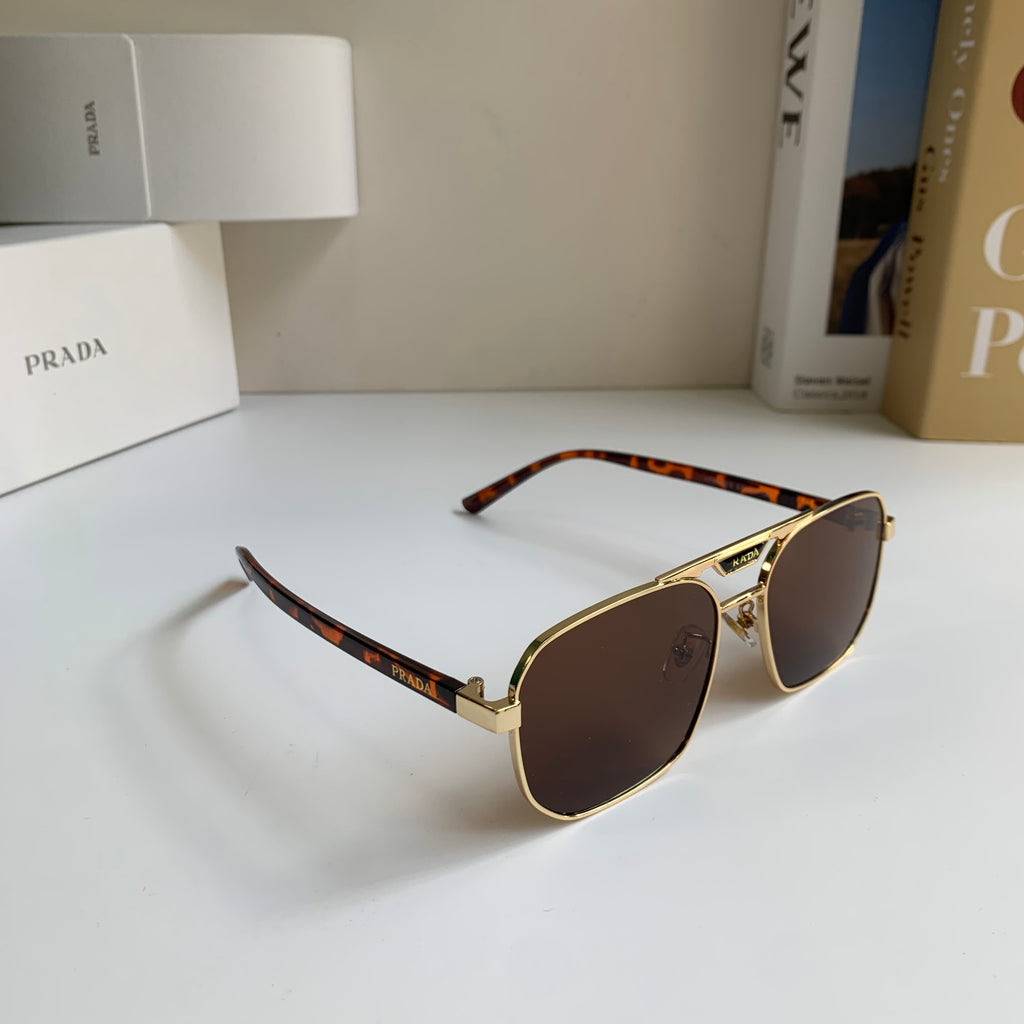 Prada Metal Fashion Brown Lens Sunglasses for Men & Women - 382595