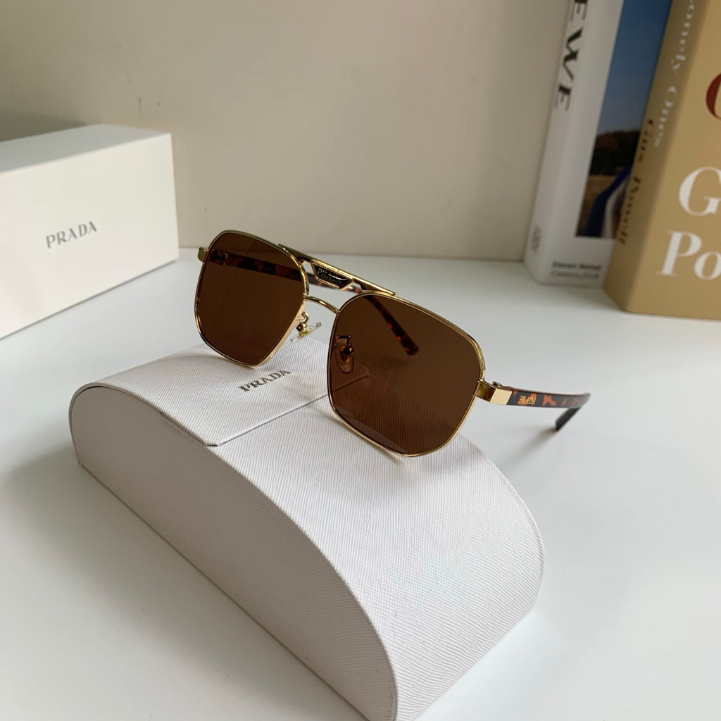 Prada Metal Fashion Brown Lens Sunglasses for Men & Women - detail image 4