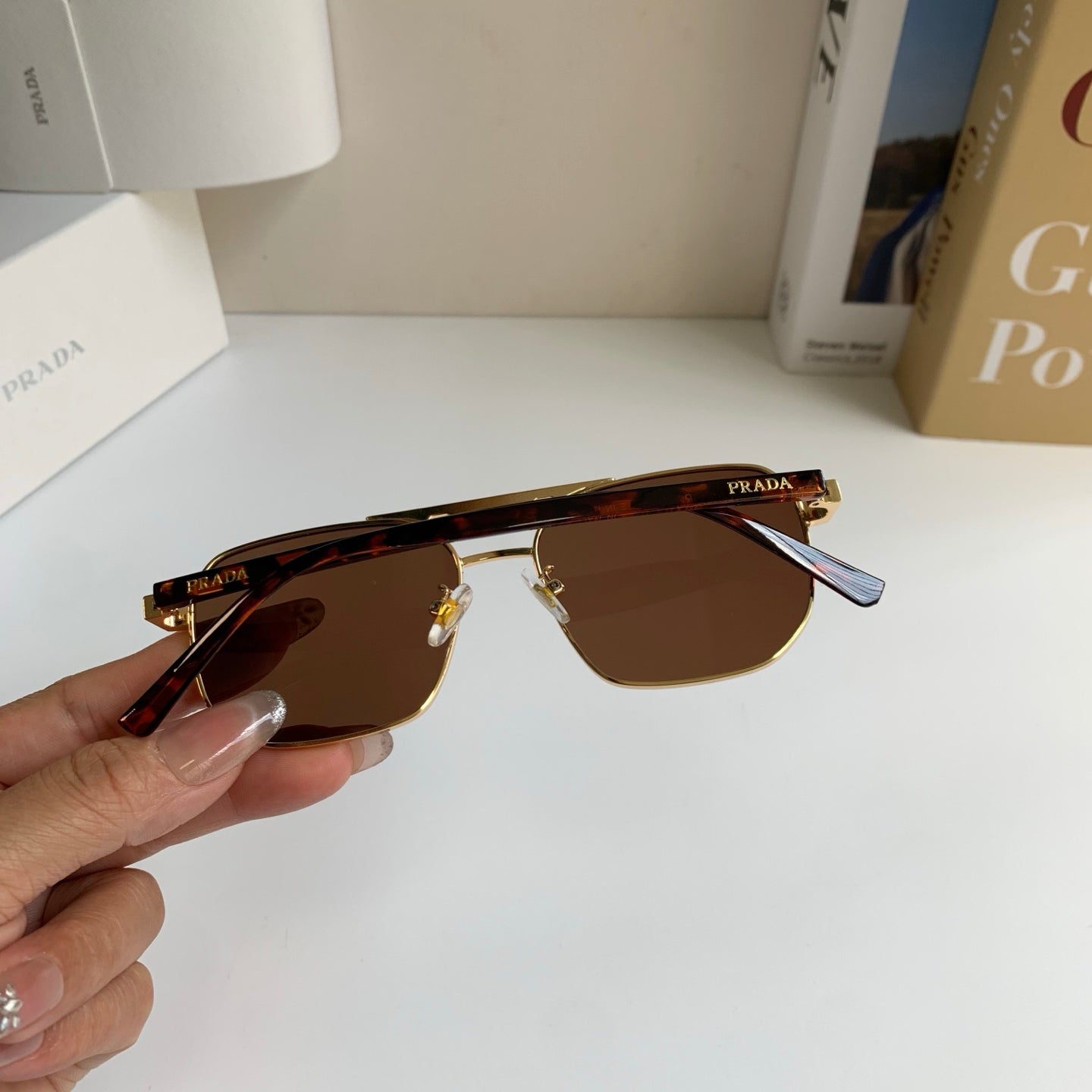 Prada Metal Fashion Brown Lens Sunglasses for Men & Women - detail image 6