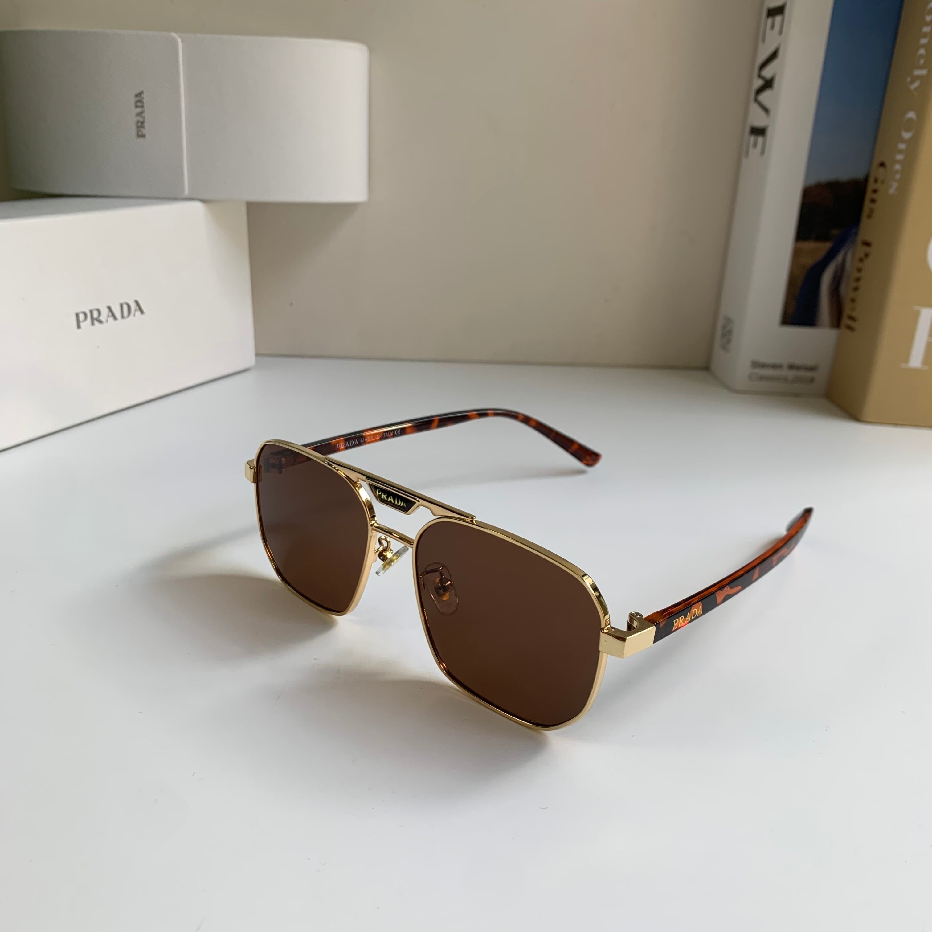 Prada Metal Fashion Brown Lens Sunglasses for Men & Women - detail image 2
