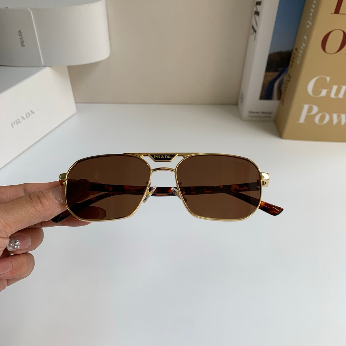 Prada Metal Fashion Brown Lens Sunglasses for Men & Women - detail image 3