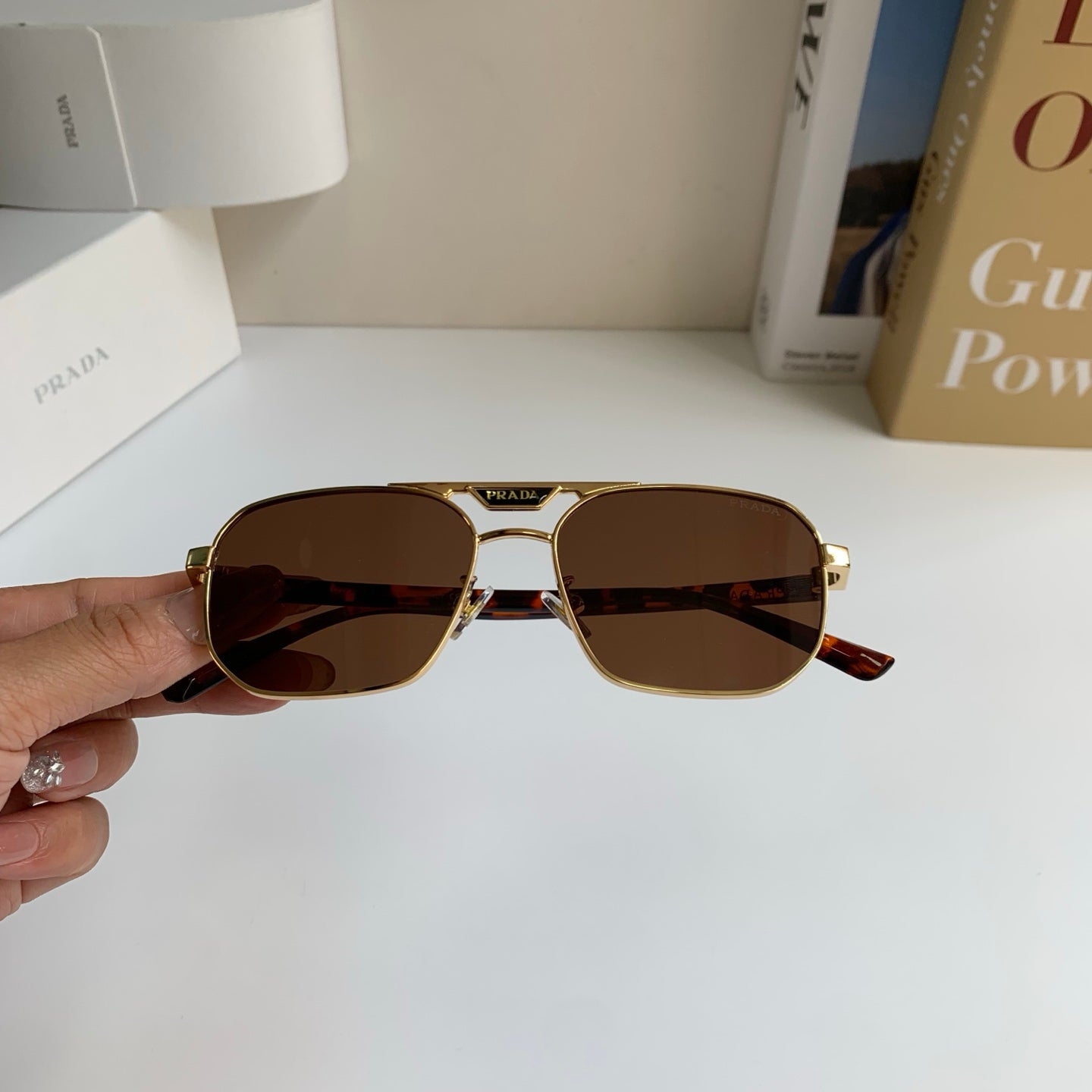 Prada Metal Fashion Brown Lens Sunglasses for Men & Women - 382595 - detail image 3