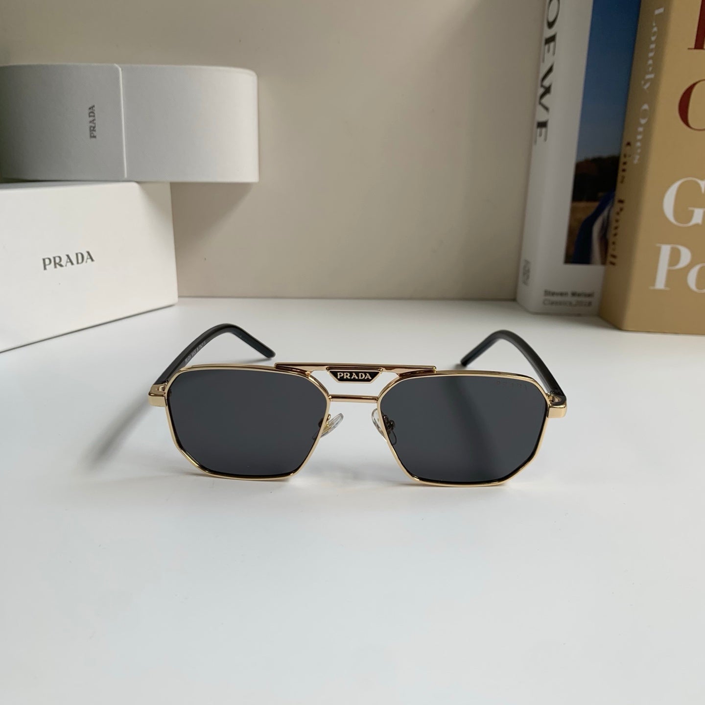 Prada Metal Fashion Silver Lens Sunglasses for Men & Women - detail image 5