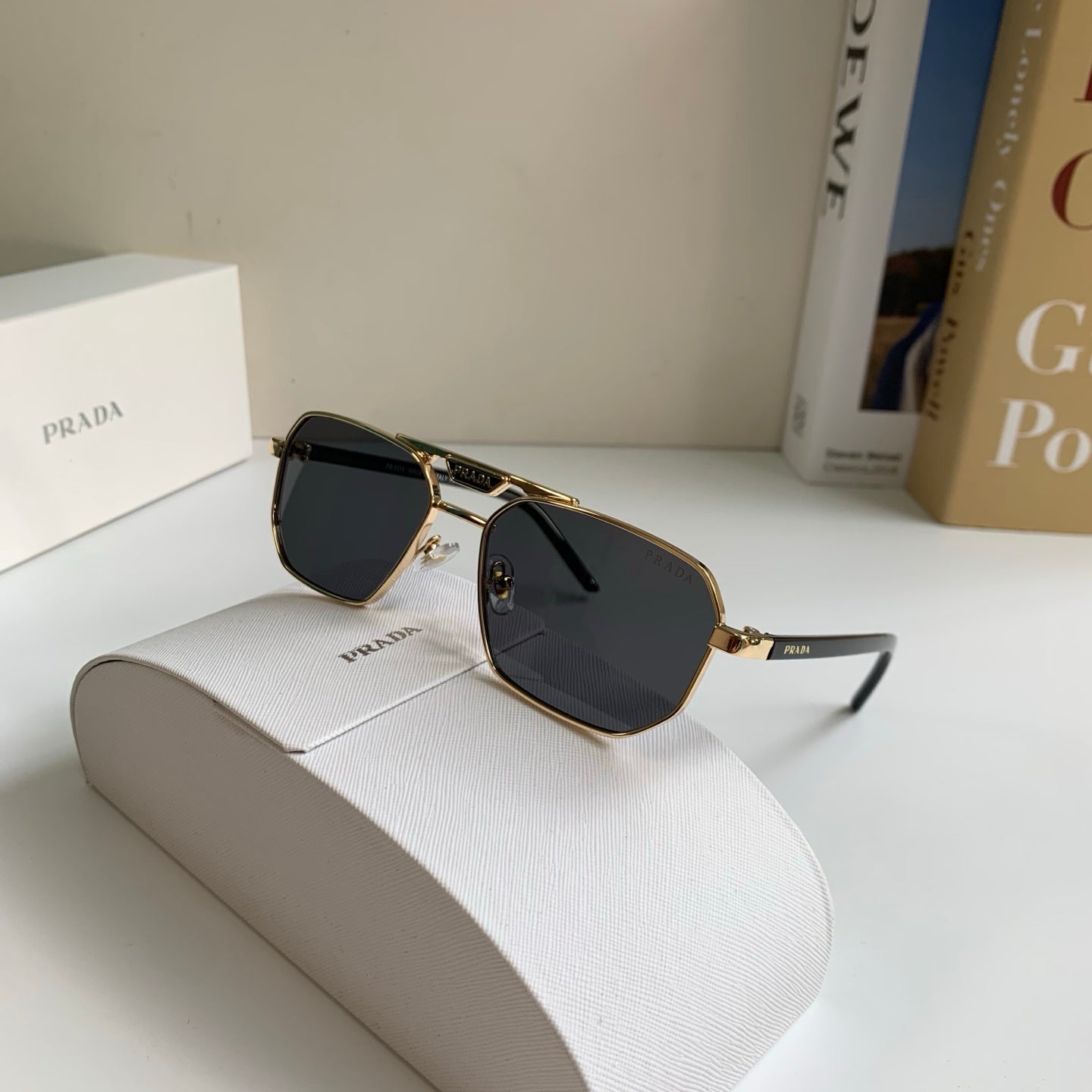 Prada Metal Fashion Silver Lens Sunglasses for Men & Women - detail image 4