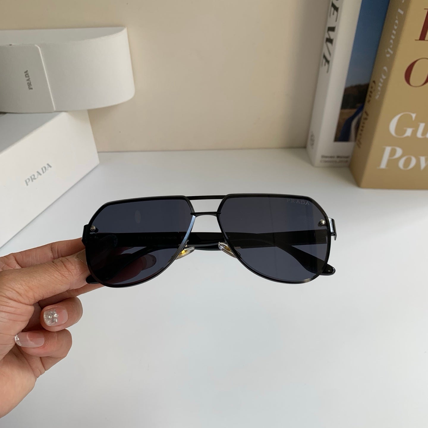 Prada Metal Aviator Silver Lens Sunglasses for Men & Women - 487130 - detail image 3