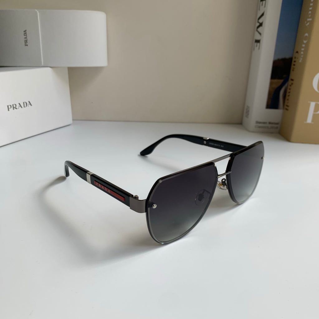 Prada Metal Aviator Silver Lens Sunglasses for Men & Women - 487131