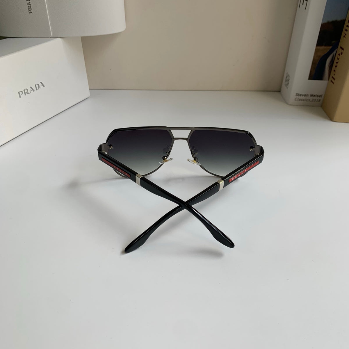 Prada Metal Aviator Silver Lens Sunglasses for Men & Women - 487131 - detail image 8
