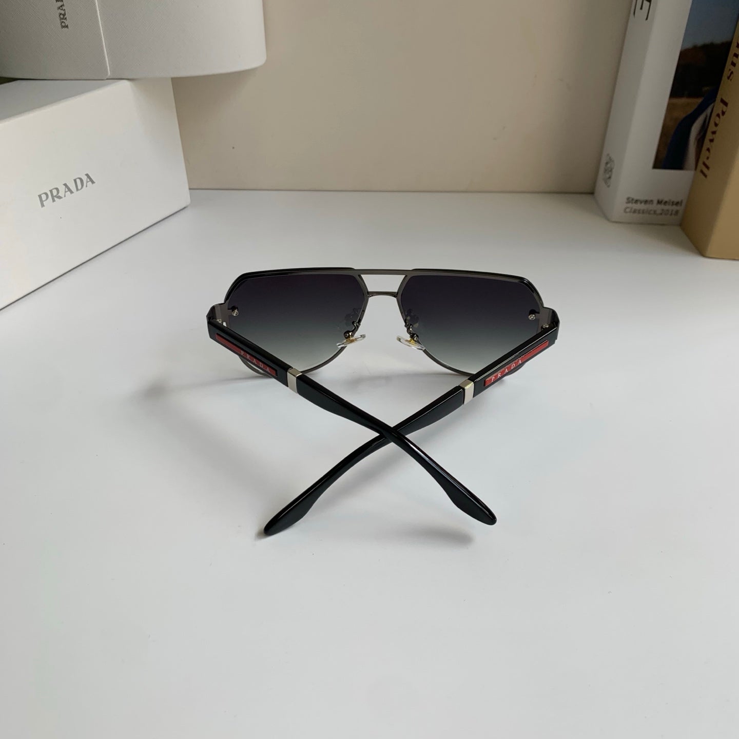 Prada Metal Aviator Silver Lens Sunglasses for Men & Women - 398880 - detail image 8