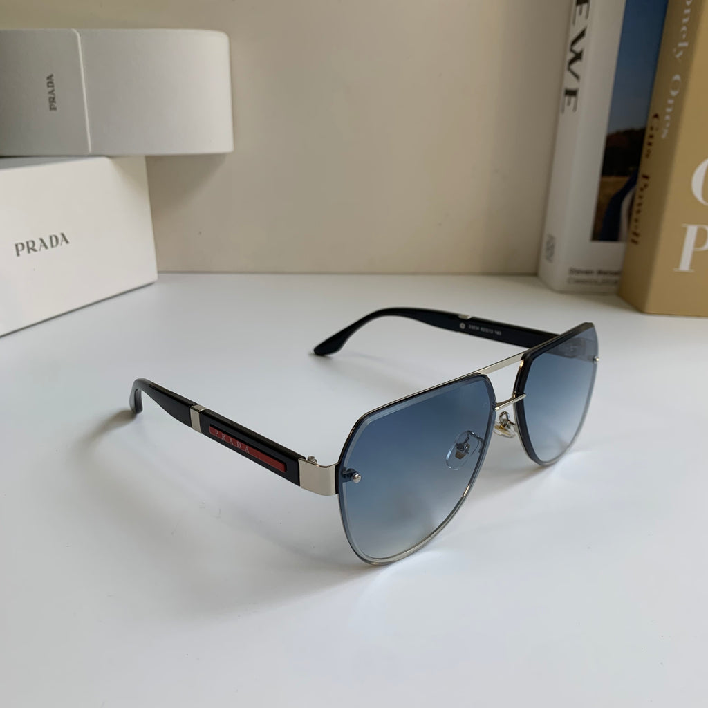 Prada Metal Aviator Silver Lens Sunglasses for Men & Women - 487132