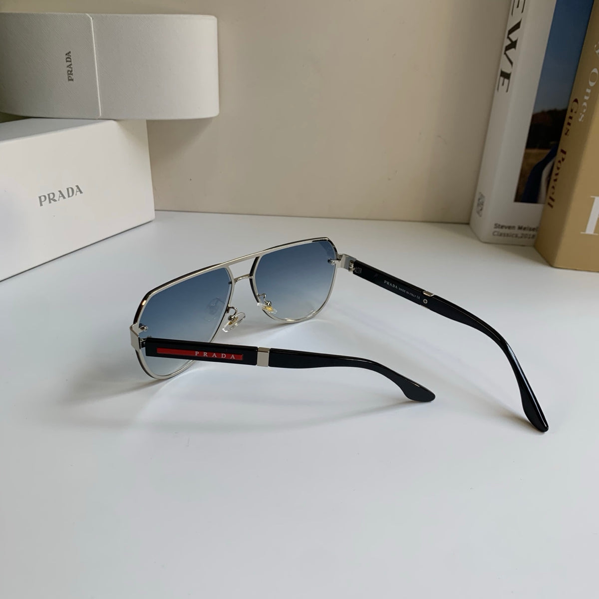 Prada Metal Aviator Silver Lens Sunglasses for Men & Women - 398881 - detail image 7