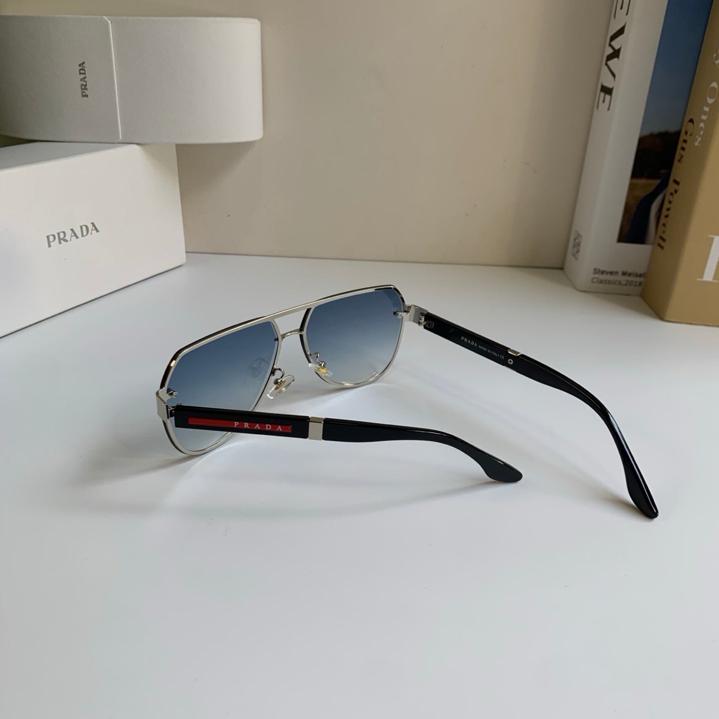 Prada Metal Aviator Silver Lens Sunglasses for Men & Women - 398881 - detail image 7