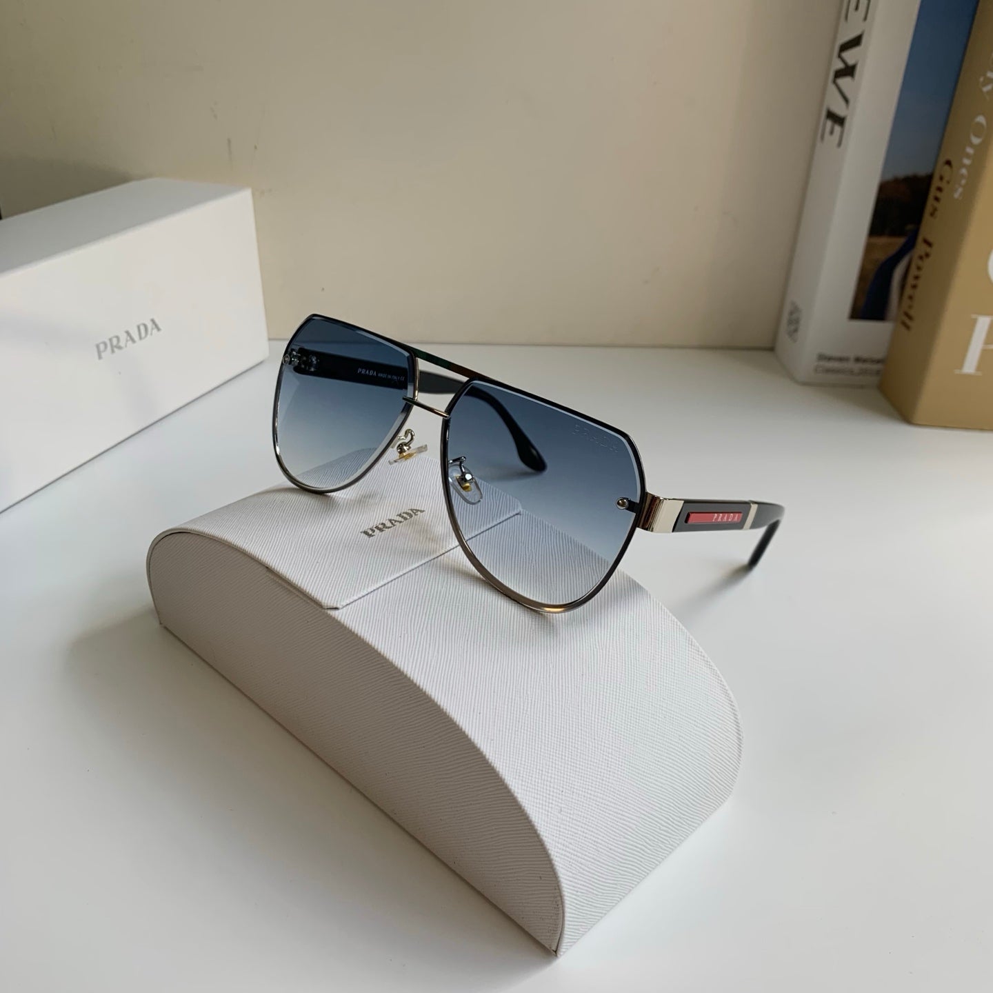 Prada Metal Aviator Silver Lens Sunglasses for Men & Women - 398881 - detail image 4