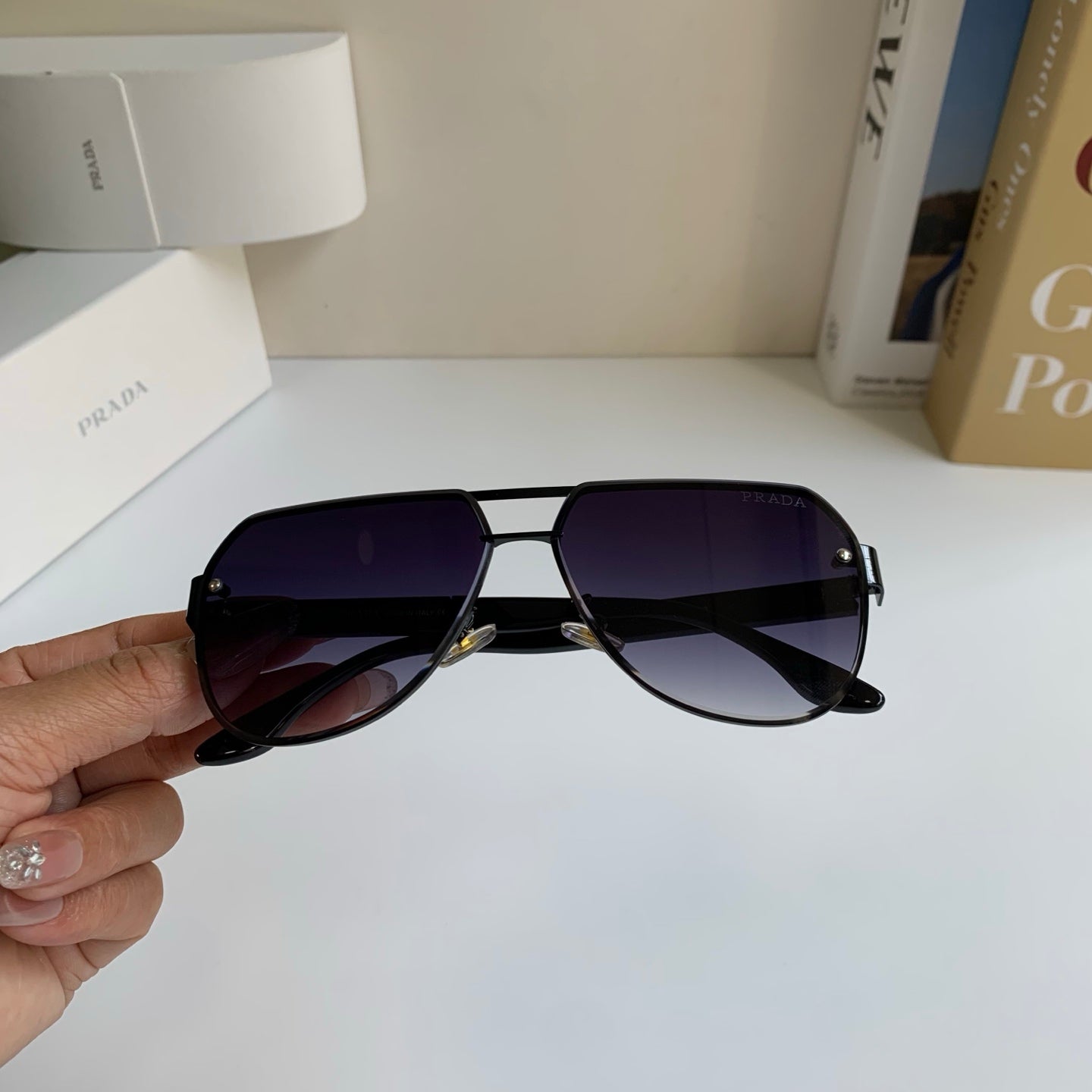 Prada Metal Aviator Silver Lens Sunglasses for Men & Women - 398882 - detail image 4
