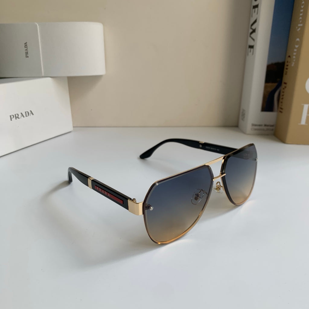 Prada Metal Aviator Silver Lens Sunglasses for Men & Women - 487134