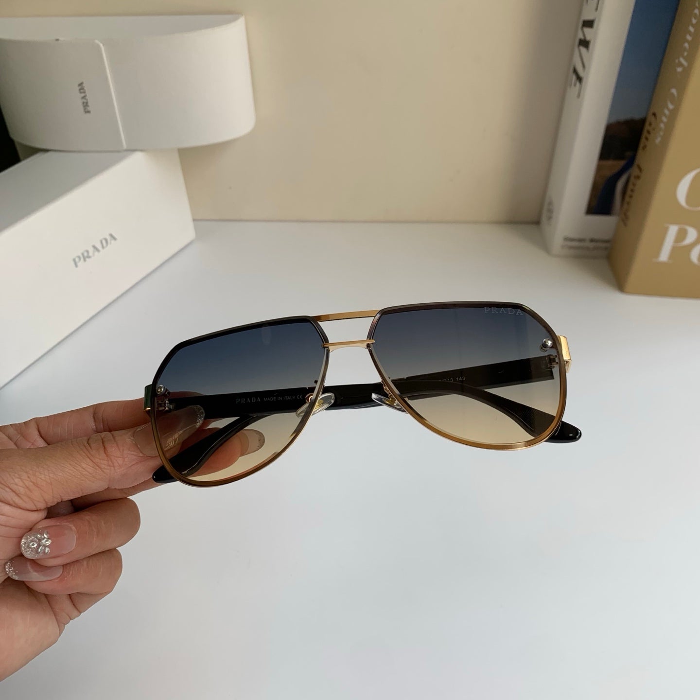 Prada Metal Aviator Silver Lens Sunglasses for Men & Women - 487134 - detail image 3