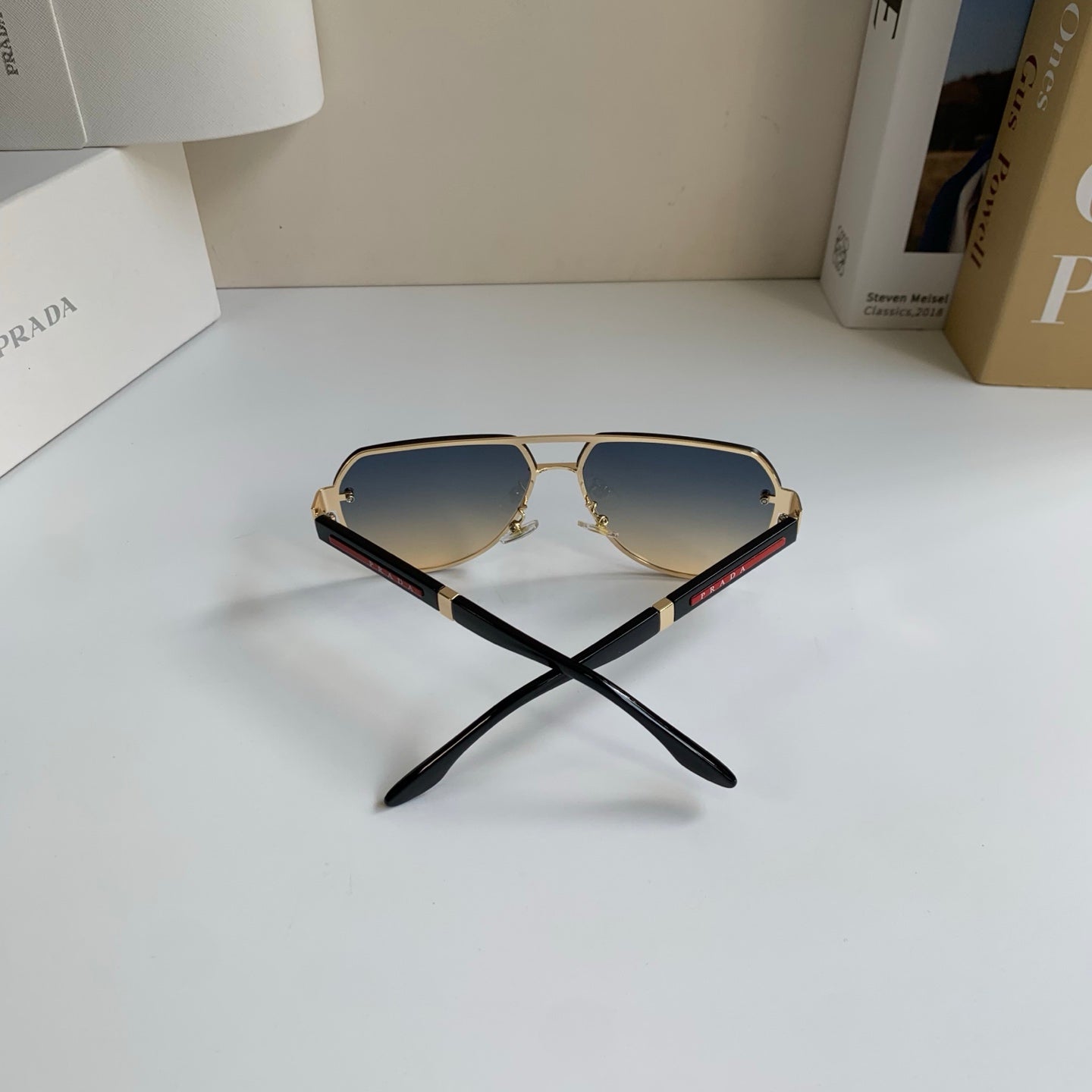 Prada Metal Aviator Silver Lens Sunglasses for Men & Women - 487134 - detail image 8