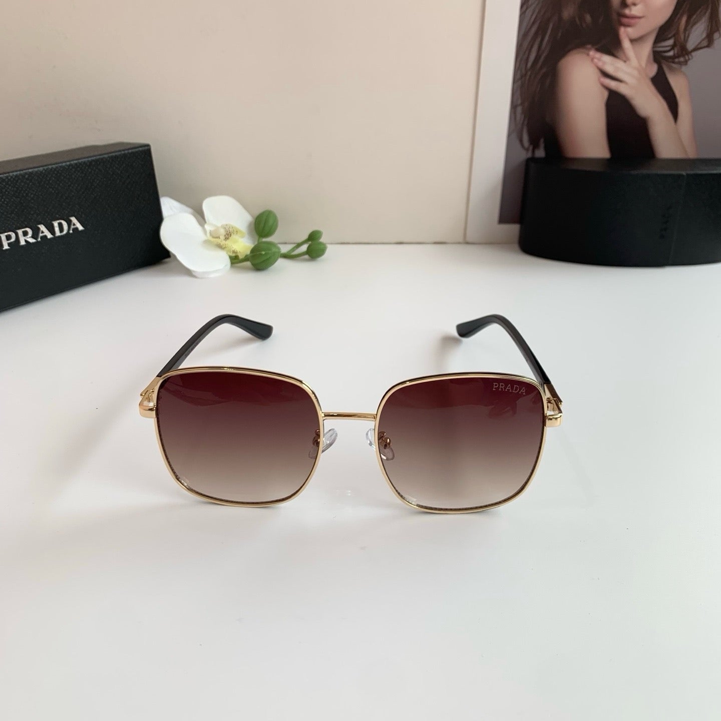 Prada Metal Square Red Lens Sunglasses for Men & Women - 398913 - detail image 2