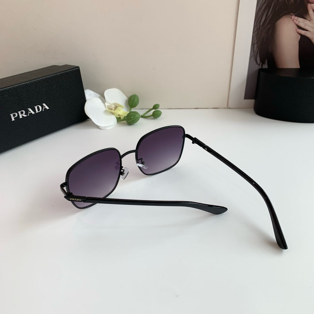 Prada Metal Square Black Lens Sunglasses for Men & Women - detail image 7