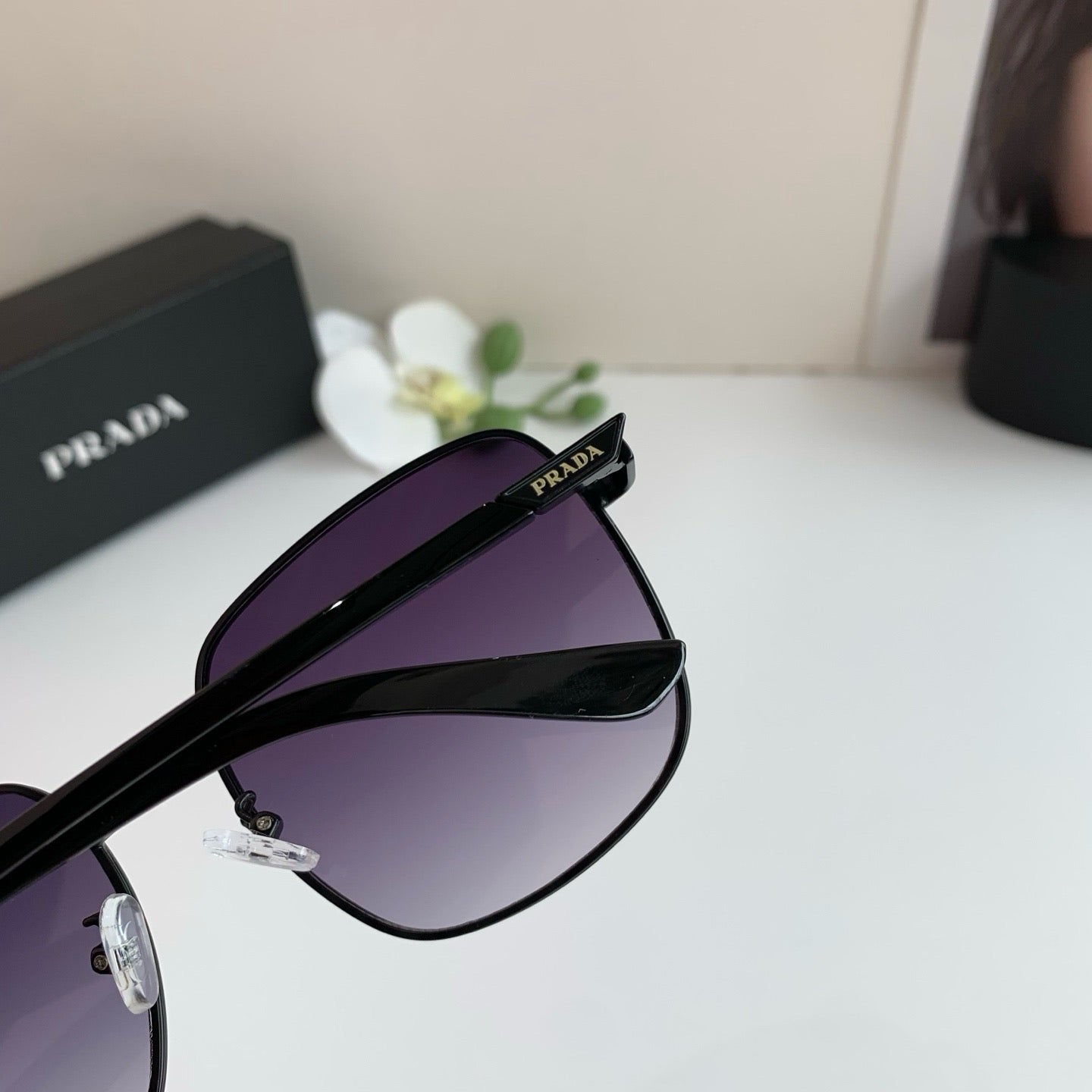 Prada Metal Square Black Lens Sunglasses for Men & Women - 398914 - detail image 5