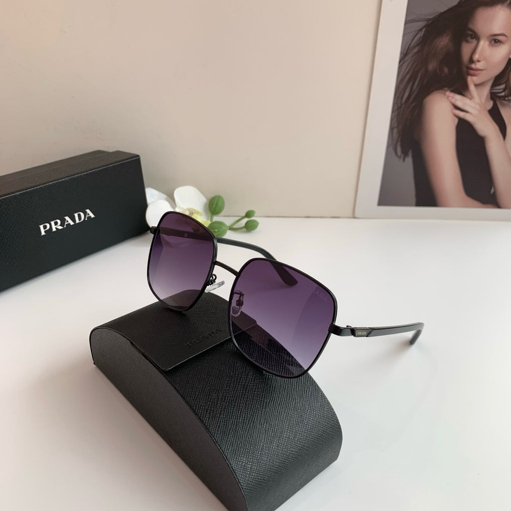 Prada Metal Square Black Lens Sunglasses for Men & Women - detail image 3