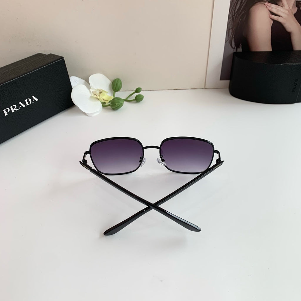 Prada Metal Square Black Lens Sunglasses for Men & Women - detail image 6