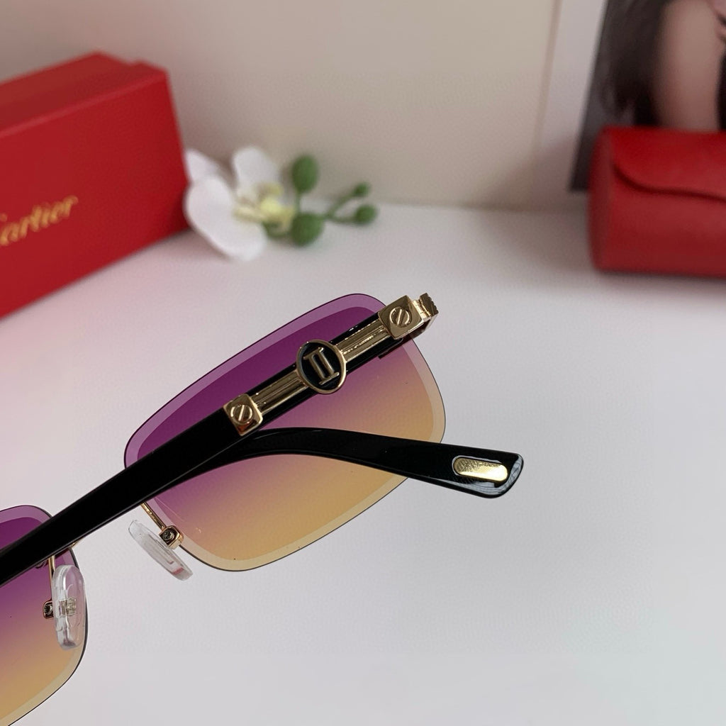 Cartier Lightweight Rimless Purple Lens Sunglasses for Men & Women - 399000