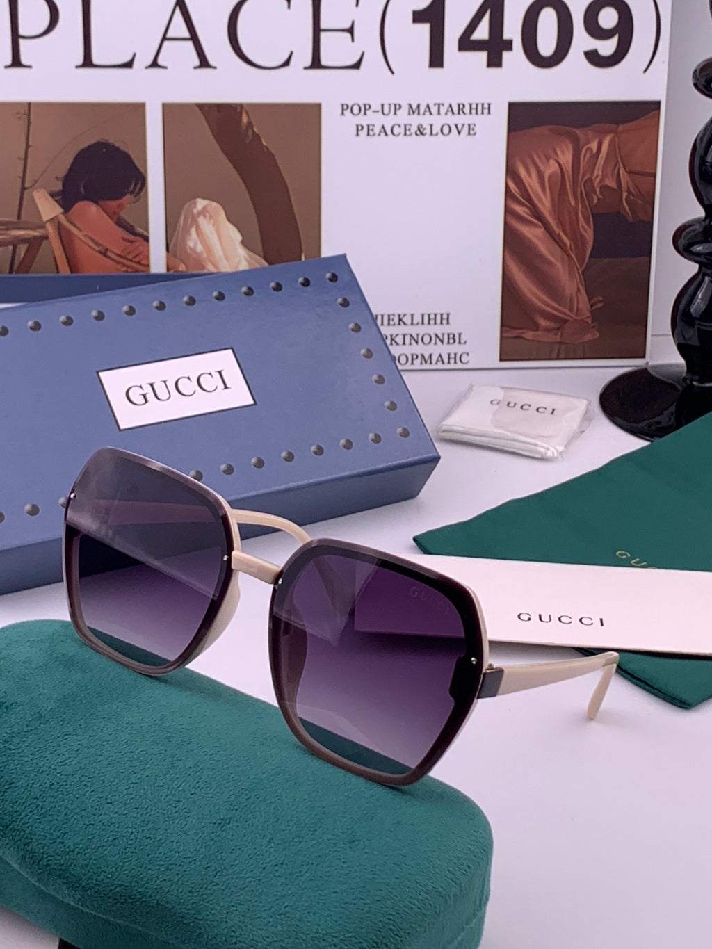 Gucci G313 Square Gold Lens Sunglasses for Men & Women - 398349 - detail image 2