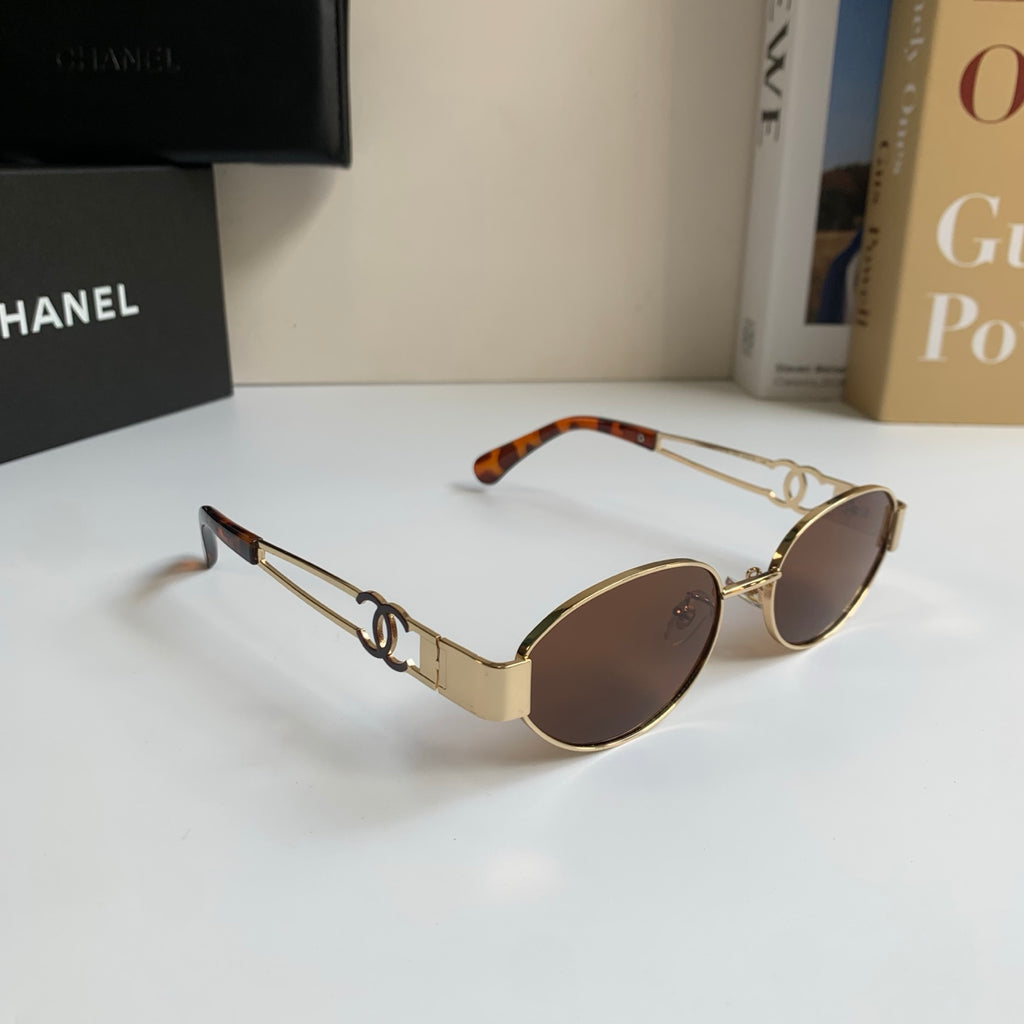 Chanel Metal Fashion Brown Lens Sunglasses for Men & Women - 398483
