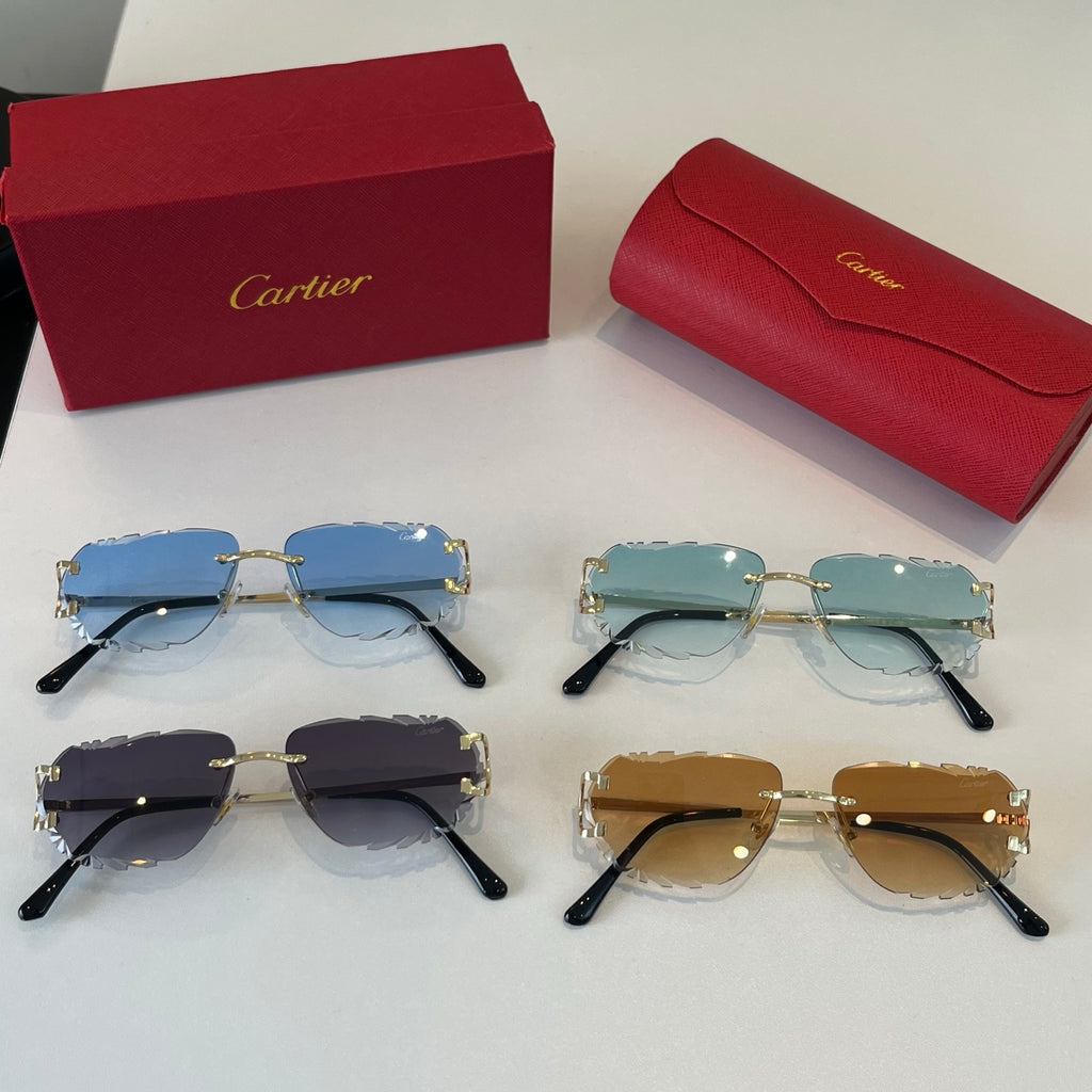 Cartier Lightweight Metal Rimless Brown Lens Sunglasses for Men & Wom - 487280 - detail image 10