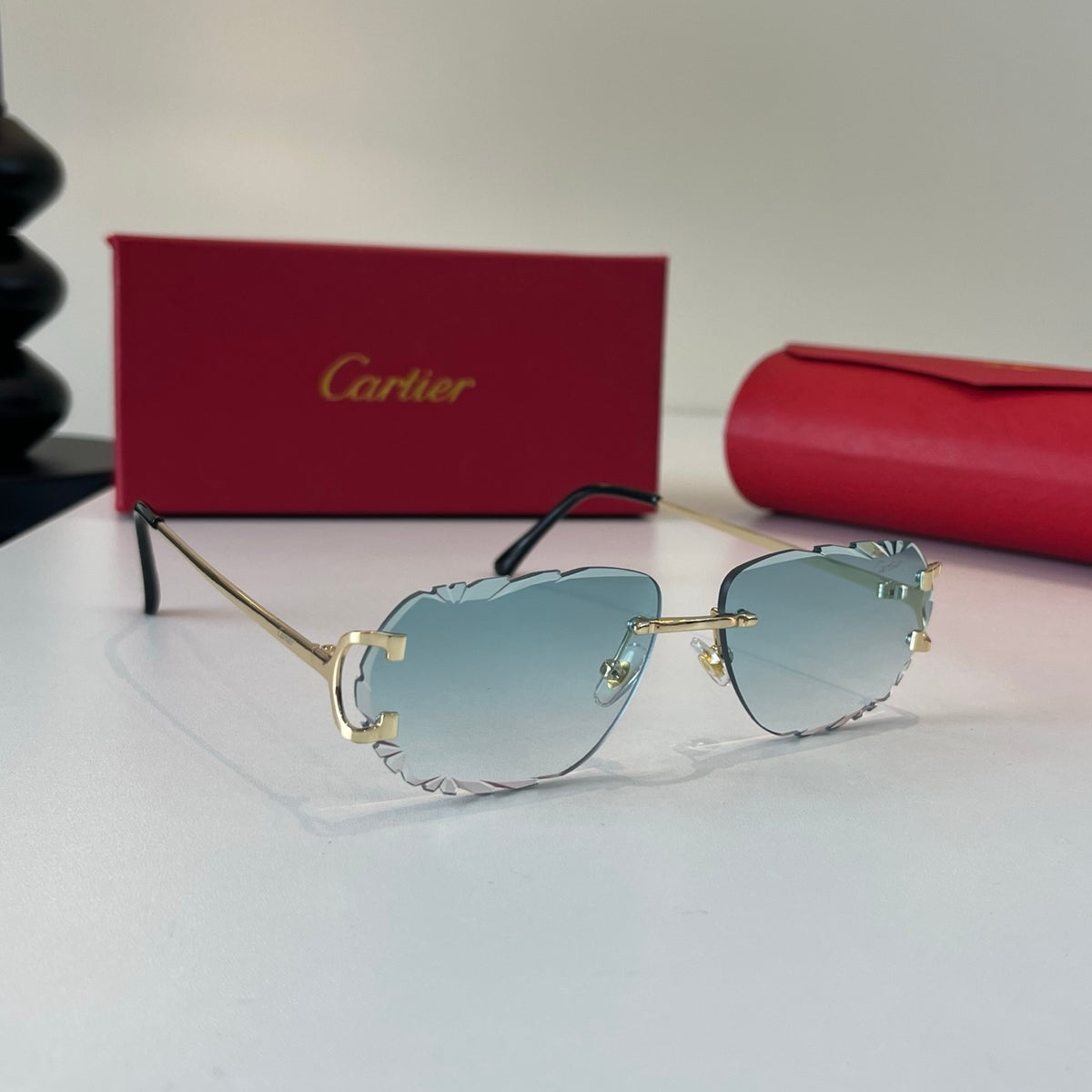 Cartier Lightweight Metal Rimless Silver Lens Sunglasses for Men & Wo - 487277