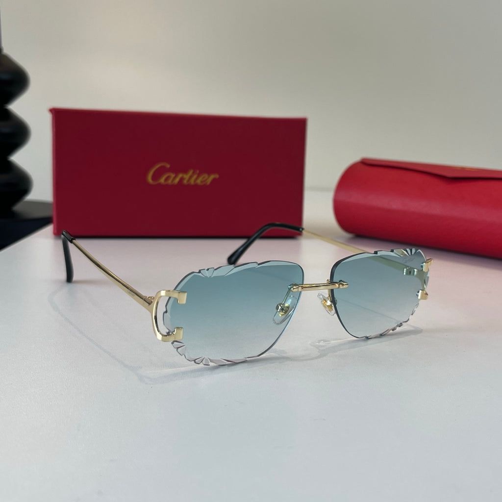 Cartier Lightweight Metal Rimless Silver Lens Sunglasses for Men & Wo - 465852