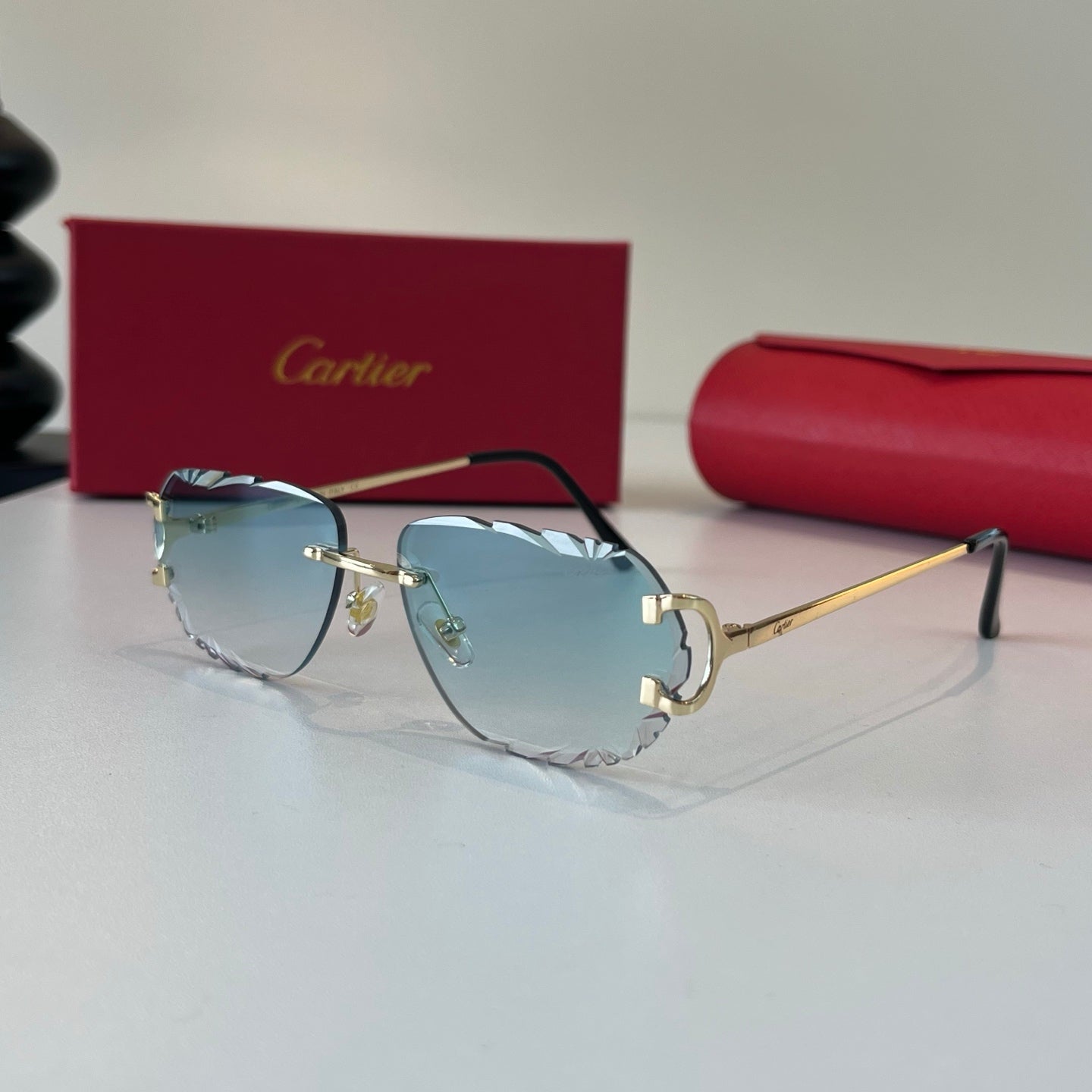 Cartier Lightweight Metal Rimless Silver Lens Sunglasses for Men & Wo - 487277 - detail image 3