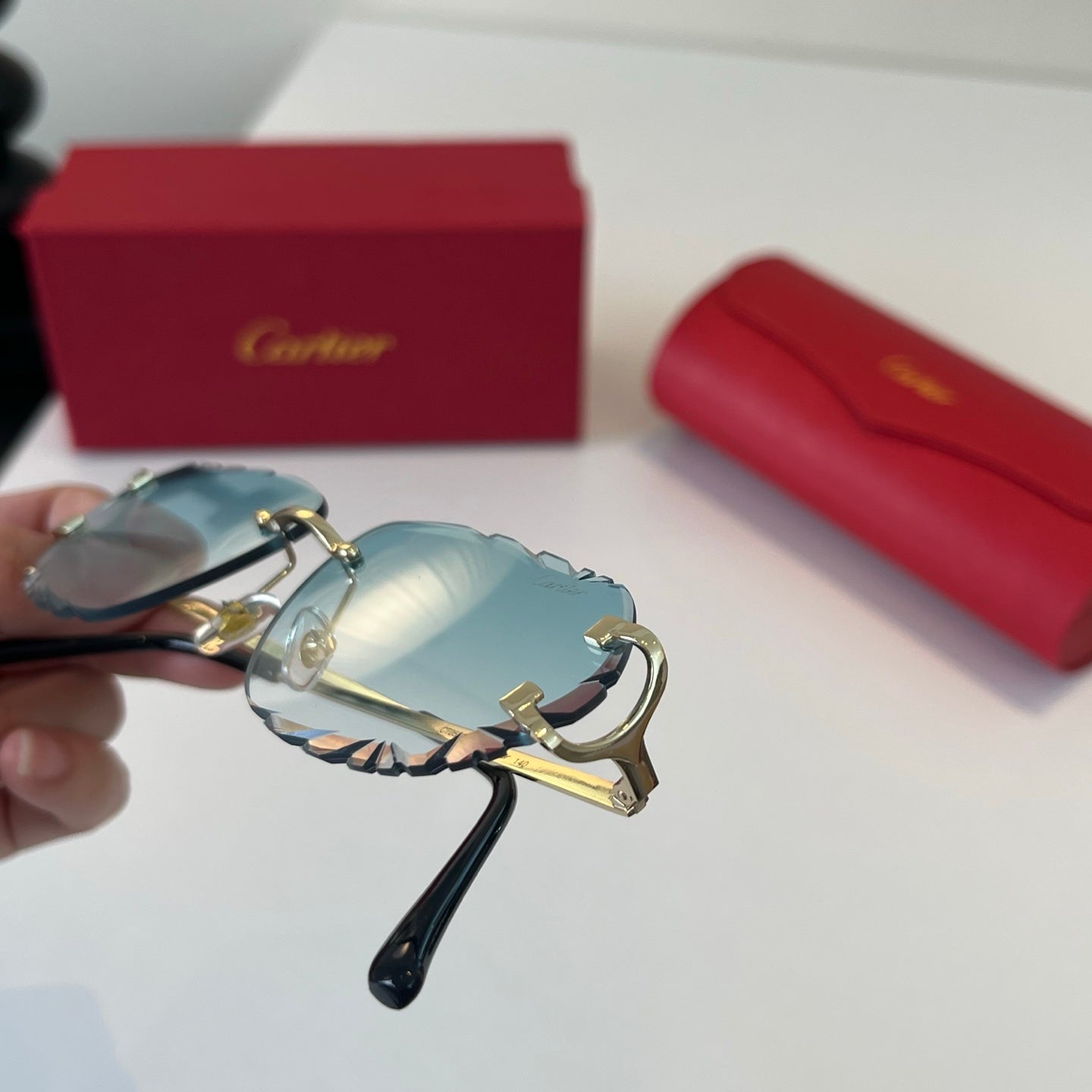 Cartier Lightweight Metal Rimless Silver Lens Sunglasses for Men & Wo - 487277 - detail image 5