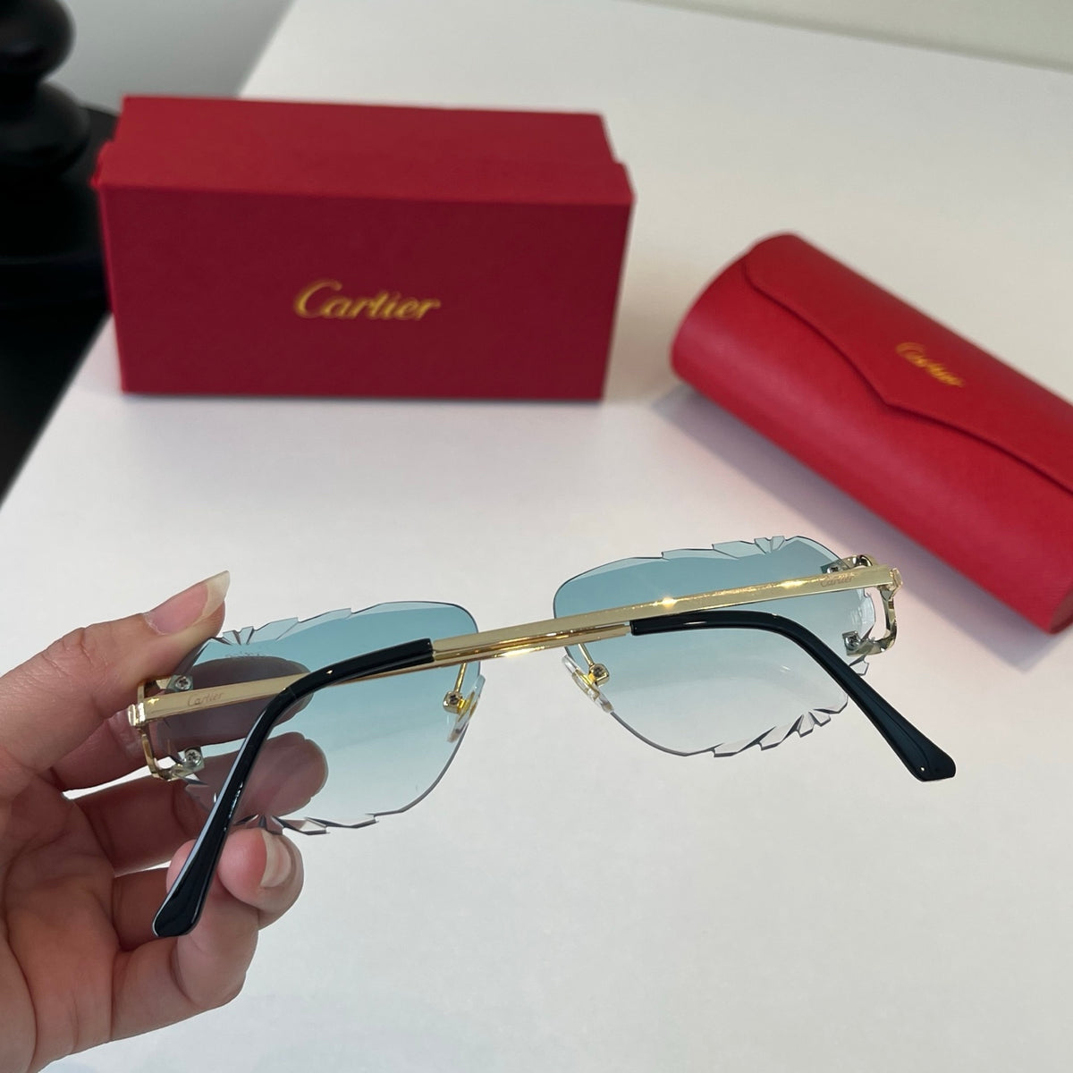 Cartier Lightweight Metal Rimless Silver Lens Sunglasses for Men & Wo - 465852 - detail image 7