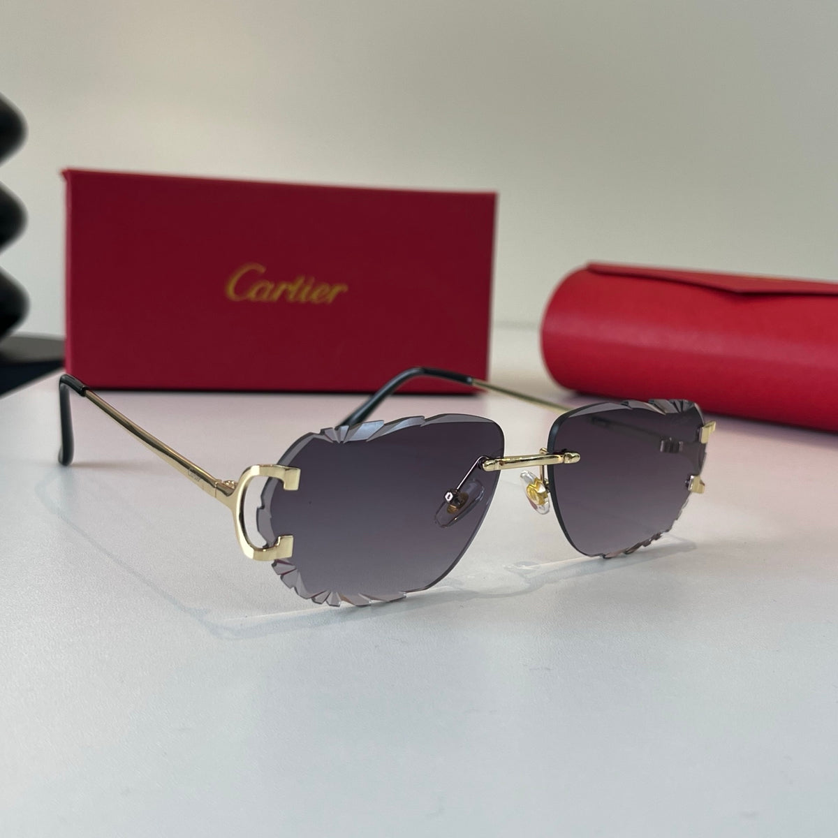 Cartier Lightweight Metal Rimless Silver Lens Sunglasses for Men & Wo - 465869