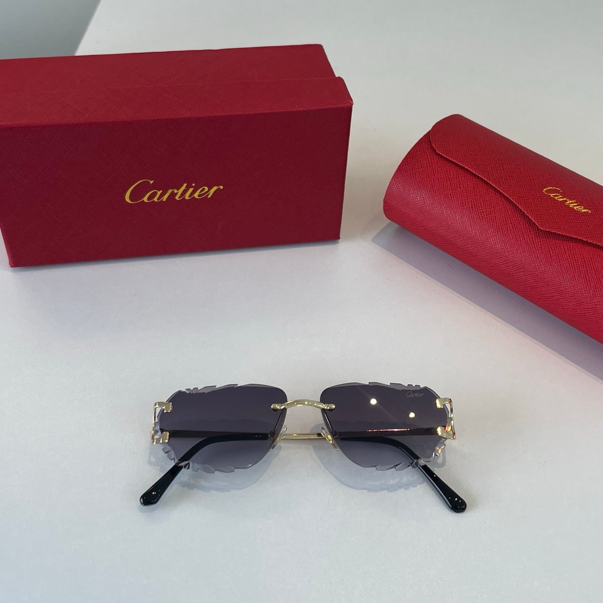 Cartier Lightweight Metal Rimless Silver Lens Sunglasses for Men & Wo - 487278 - detail image 2