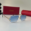 Cartier Lightweight Metal Rimless Blue Lens Sunglasses for Men & Wome - 487279