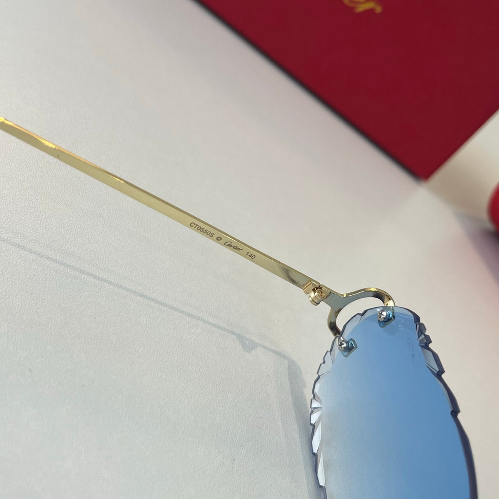 Cartier Lightweight Metal Rimless Blue Lens Sunglasses for Men & Wome - 465854 - detail image 8
