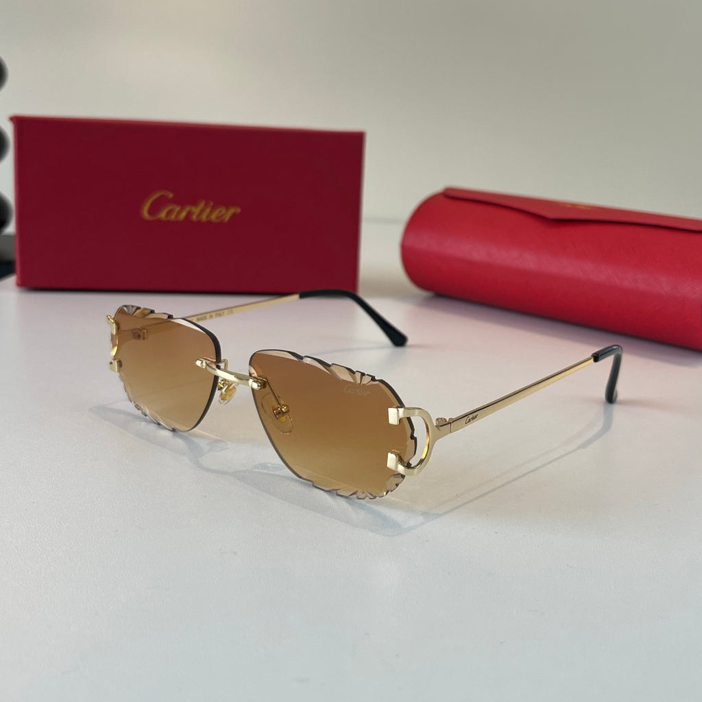 Cartier Lightweight Metal Rimless Brown Lens Sunglasses for Men & Wom - 465855 - detail image 3
