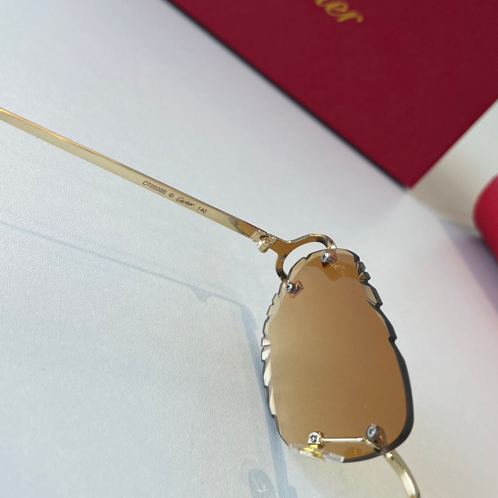 Cartier Lightweight Metal Rimless Brown Lens Sunglasses for Men & Wom - 487280 - detail image 8