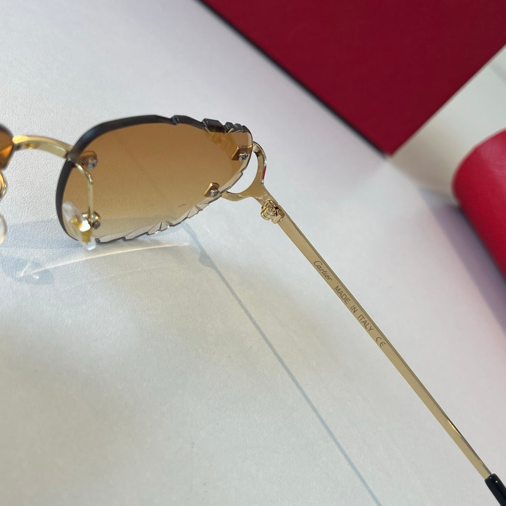 Cartier Lightweight Metal Rimless Brown Lens Sunglasses for Men & Wom - 465855 - detail image 9