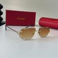 Cartier Lightweight Metal Rimless Brown Lens Sunglasses for Men & Wom - 487280