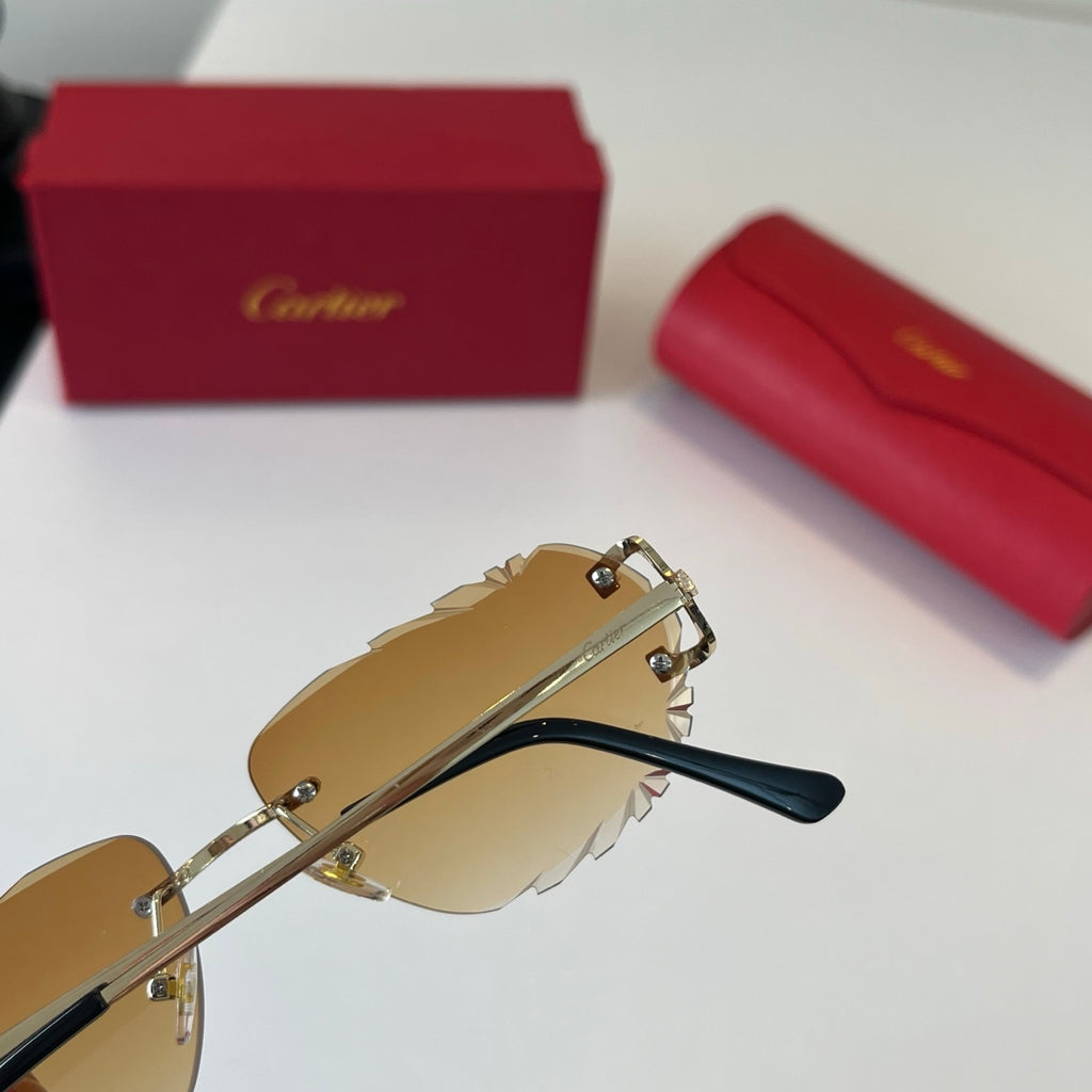 Cartier Lightweight Metal Rimless Brown Lens Sunglasses for Men & Wom - 465871 - detail image 6