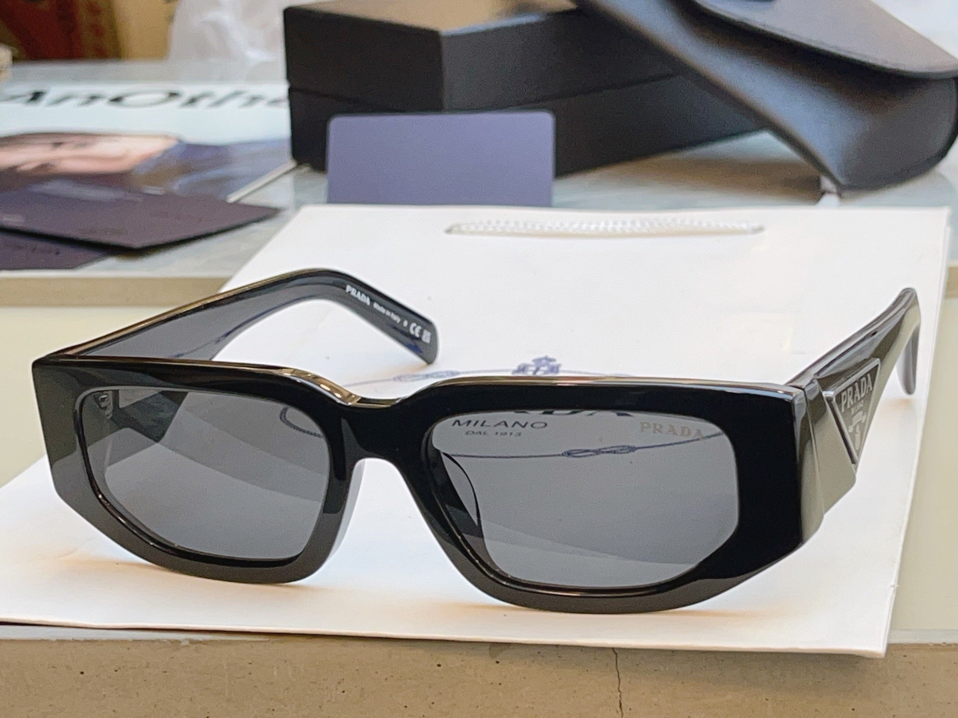 Prada SPR Fashion Blue Lens Sunglasses for Men & Women - detail image 2