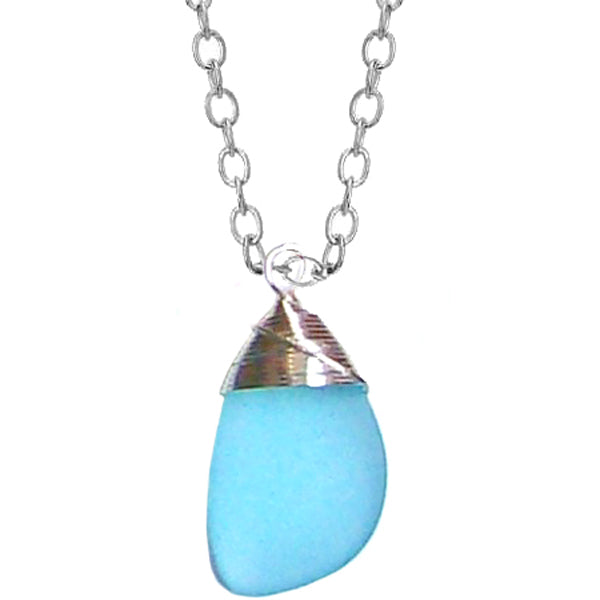 Artisan silver necklace cultured SEA GLASS sterling hand wire-wrapped pendant chain U PICK