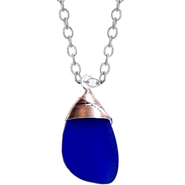 Artisan silver necklace cultured SEA GLASS sterling hand wire-wrapped pendant chain U PICK