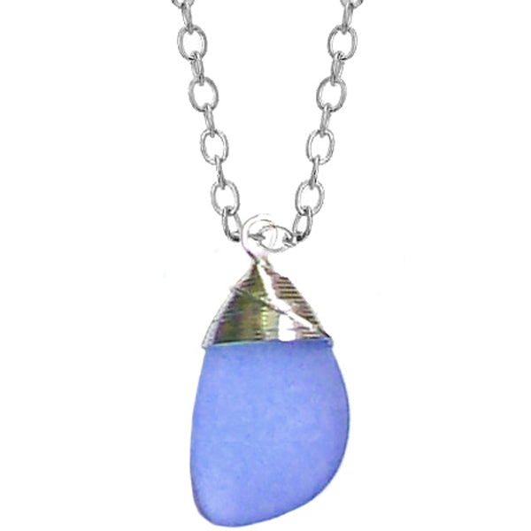 Artisan silver necklace cultured SEA GLASS sterling hand wire-wrapped pendant chain U PICK