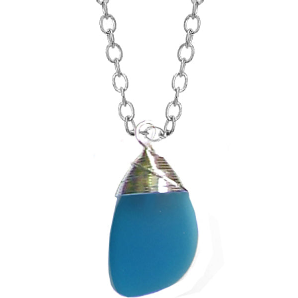Artisan silver necklace cultured SEA GLASS sterling hand wire-wrapped pendant chain U PICK