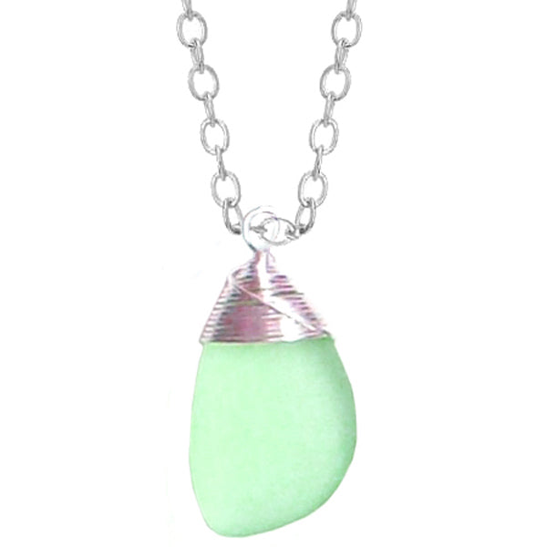 Artisan silver necklace cultured SEA GLASS sterling hand wire-wrapped pendant chain U PICK